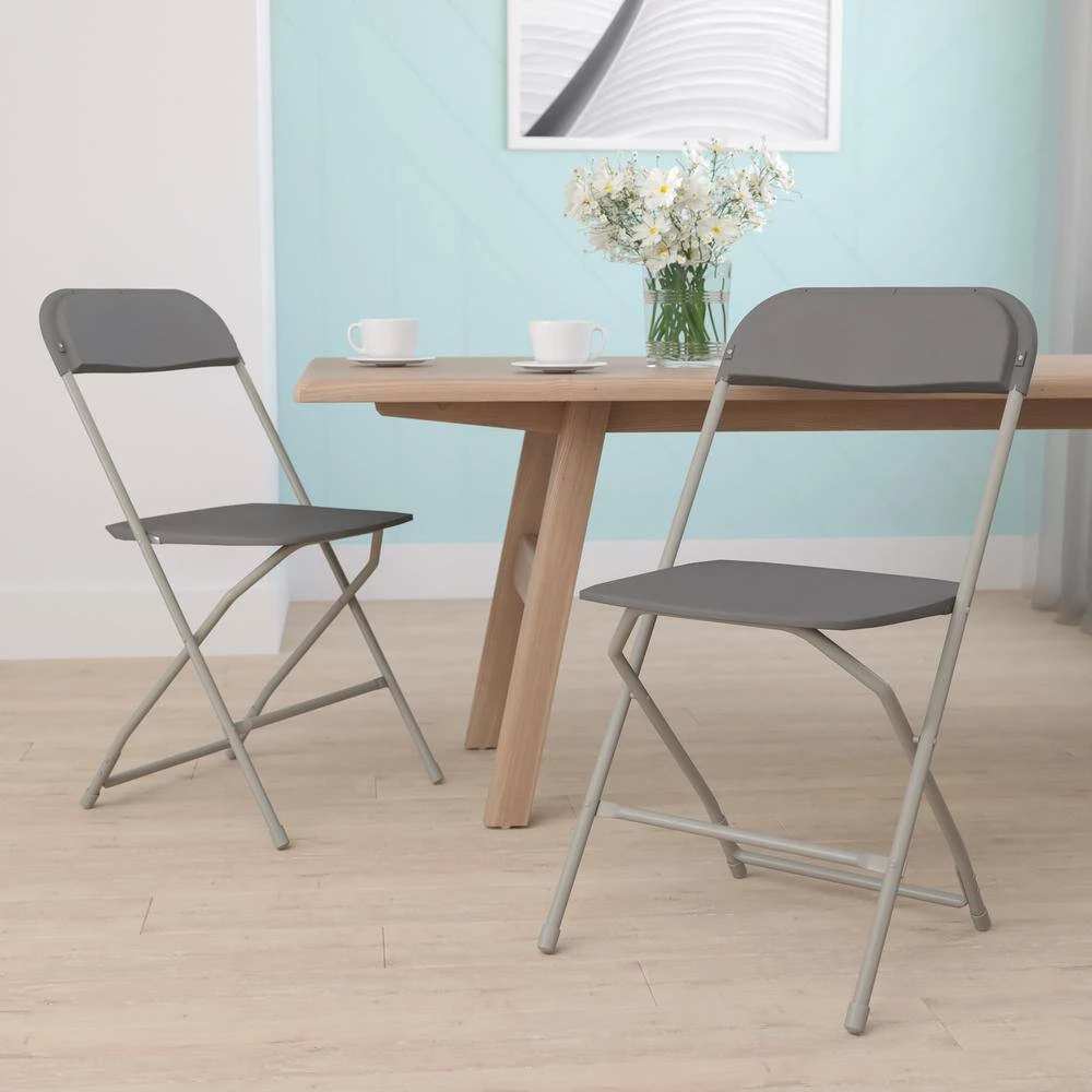 Grey Plastic Seat with Metal Frame Folding Chair (Set of 2) by Carnegy Avenue 12 Grey Plastic Seat with Metal Frame Folding Chair (Set of 2) by Carnegy Avenue - Image 10