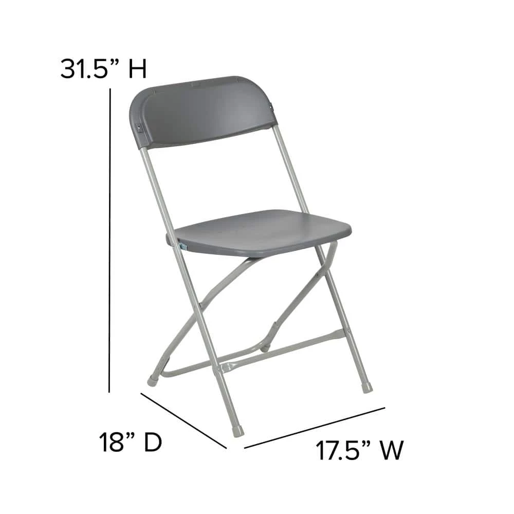 Grey Plastic Seat with Metal Frame Folding Chair (Set of 2) by Carnegy Avenue 10 Grey Plastic Seat with Metal Frame Folding Chair (Set of 2) by Carnegy Avenue - Image 8