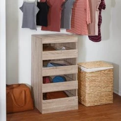 21.38 in. W Brown Freestanding Stackable 4-Drawer Wood Closet System Unit by Honey-Can-Do -Carnegy Avenue Sales light brown honey can do wood closet systems shf 09571 31 1000