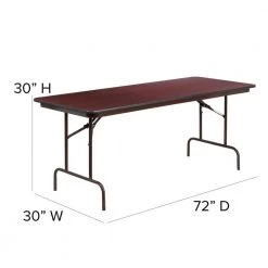 72 in. Mahogany Wood Table top Material Folding Banquet Tables by Carnegy Avenue -Carnegy Avenue Sales mahogany carnegy avenue folding tables cga yt 21749 ma hd fa 1000