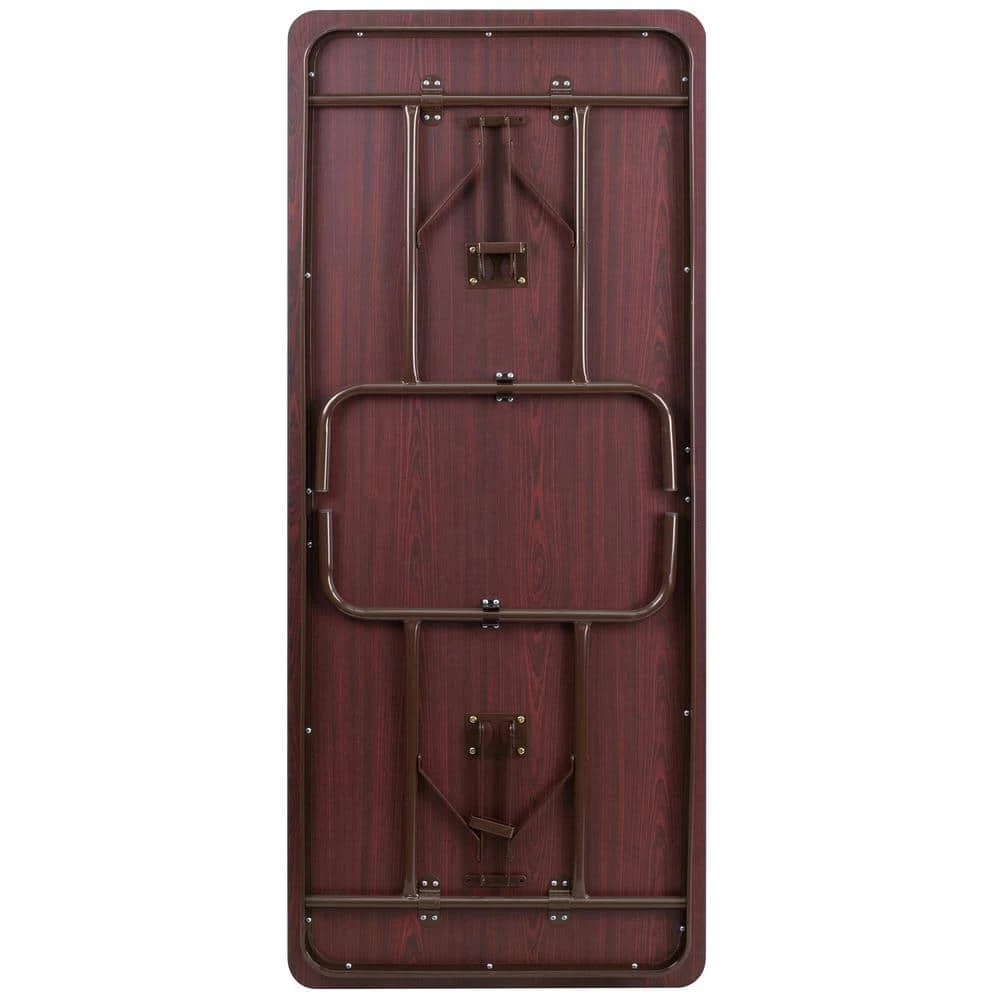 72 in. Mahogany Wood Table top Material Folding Banquet Tables by Carnegy Avenue 5 72 in. Mahogany Wood Table top Material Folding Banquet Tables by Carnegy Avenue - Image 3