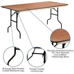 72 in. Natural Wood Tabletop Metal Frame Folding Table by Carnegy Avenue -Carnegy Avenue Sales natural carnegy avenue folding tables cga xf 118501 na hd 44 1000