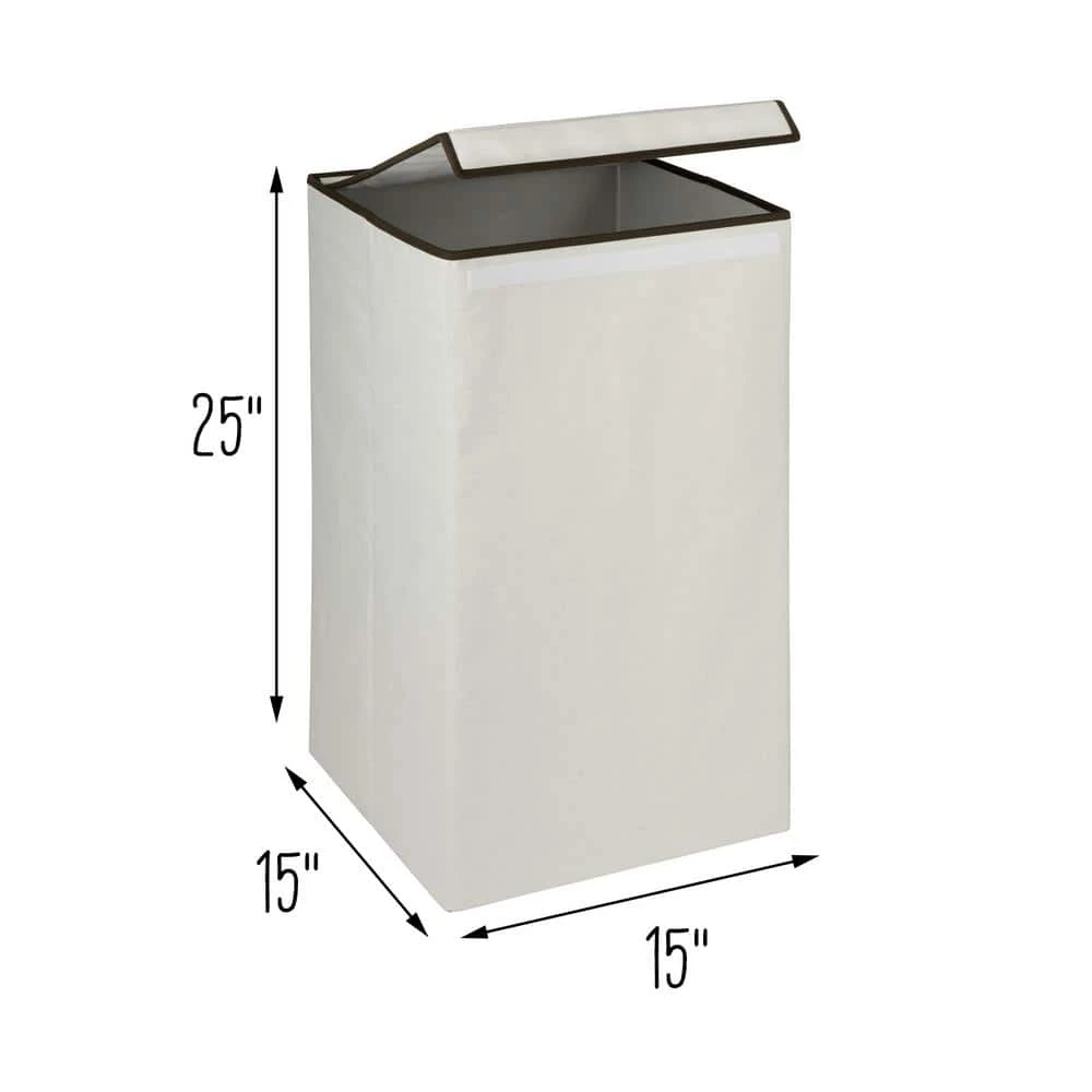 Natural Collapsible Polyester Square Laundry Hamper with Lid by Honey-Can-Do 6 Natural Collapsible Polyester Square Laundry Hamper with Lid by Honey-Can-Do - Image 4