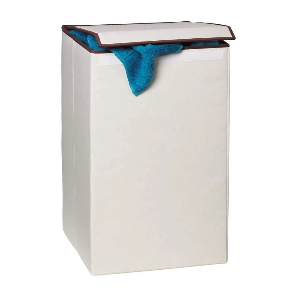 Natural Collapsible Polyester Square Laundry Hamper with Lid by Honey-Can-Do 4 Natural Collapsible Polyester Square Laundry Hamper with Lid by Honey-Can-Do - Image 2