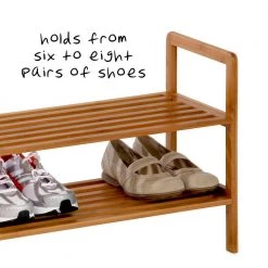 15.75 H 8-Pair Brown Bamboo Shoe Rack by Honey-Can-Do -Carnegy Avenue Sales natural honey can do shoe racks sho 09204 44 1000