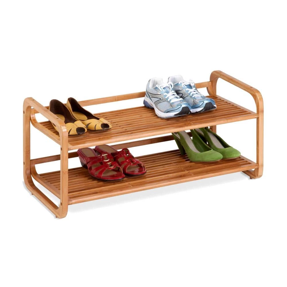 13.4 in. H 8-Pair 2-Tier Natural Bamboo Shoe Rack by Honey-Can-Do 4 13.4 in. H 8-Pair 2-Tier Natural Bamboo Shoe Rack by Honey-Can-Do - Image 2