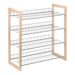 27.3 in. H 18-Pair Natural Wood and Steel Shoe Rack by Honey-Can-Do 12 27.3 in. H 18-Pair Natural Wood and Steel Shoe Rack by Honey-Can-Do -Carnegy Avenue Sales natural silver honey can do shoe racks sho 09474 4f 1000