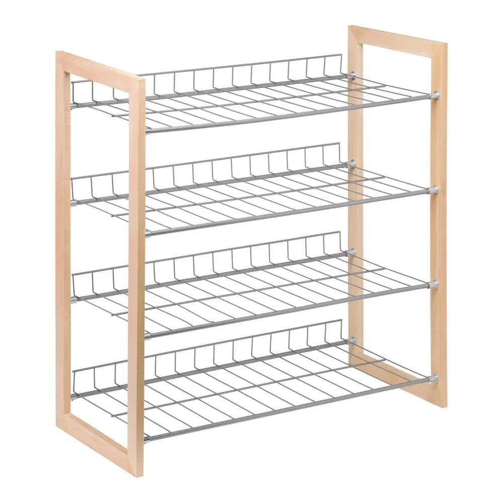 27.3 in. H 18-Pair Natural Wood and Steel Shoe Rack by Honey-Can-Do 5 27.3 in. H 18-Pair Natural Wood and Steel Shoe Rack by Honey-Can-Do - Image 3