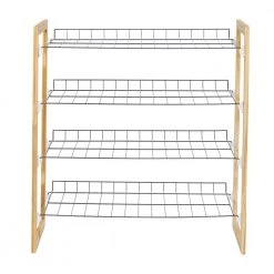 27.3 in. H 18-Pair Natural Wood and Steel Shoe Rack by Honey-Can-Do 16 27.3 in. H 18-Pair Natural Wood and Steel Shoe Rack by Honey-Can-Do -Carnegy Avenue Sales natural silver honey can do shoe racks sho 09474 76 1000