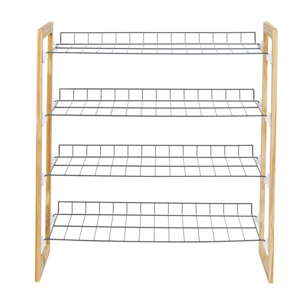 27.3 in. H 18-Pair Natural Wood and Steel Shoe Rack by Honey-Can-Do 9 27.3 in. H 18-Pair Natural Wood and Steel Shoe Rack by Honey-Can-Do - Image 7