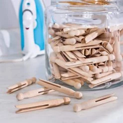 Wood Clothespins with Spring (200-Pack) by Honey-Can-Do -Carnegy Avenue Sales natural wood honey can do clotheslines dryz01376 31 1000