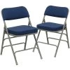 Navy Fabric/Gray Frame Metal Folding Chair (2-Pack) by Carnegy Avenue