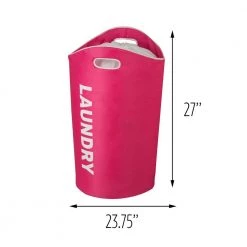 Pink Laundry Polyester and Foam Hamper with Drawstring Top by Honey-Can-Do -Carnegy Avenue Sales pink honey can do hampers hmp 09647 4f 1000