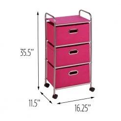 3-Drawer Storage Cart in Pink by Honey-Can-Do -Carnegy Avenue Sales pink honey can do utility carts crt 02348 4f 1000