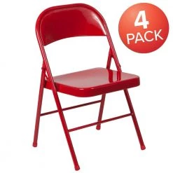 Red Metal Folding Chair (4-Pack) by Carnegy Avenue -Carnegy Avenue Sales red carnegy avenue folding chairs cga bd 228594 re hd c3 1000