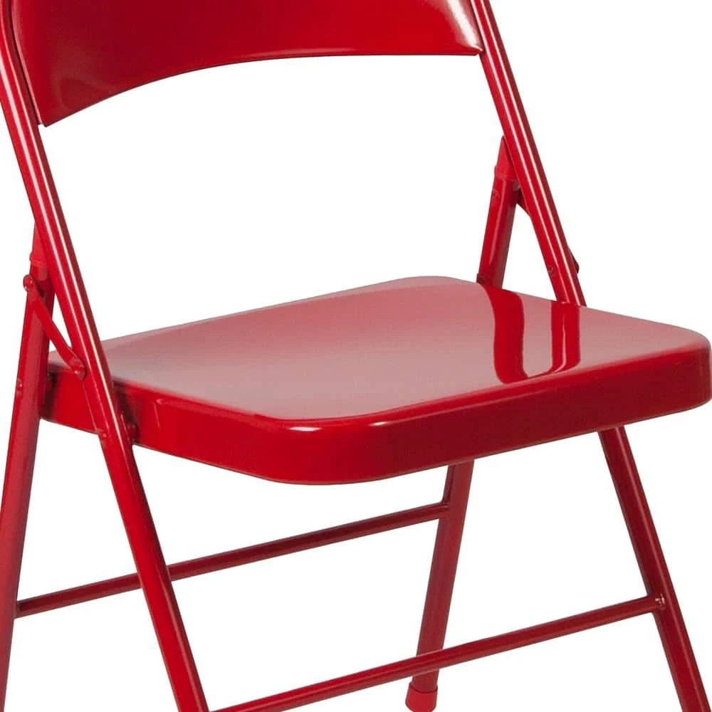 Red Metal Folding Chair (2-Pack) by Carnegy Avenue 8 Red Metal Folding Chair (2-Pack) by Carnegy Avenue - Image 6