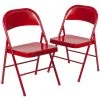 Red Metal Folding Chair (2-Pack) by Carnegy Avenue