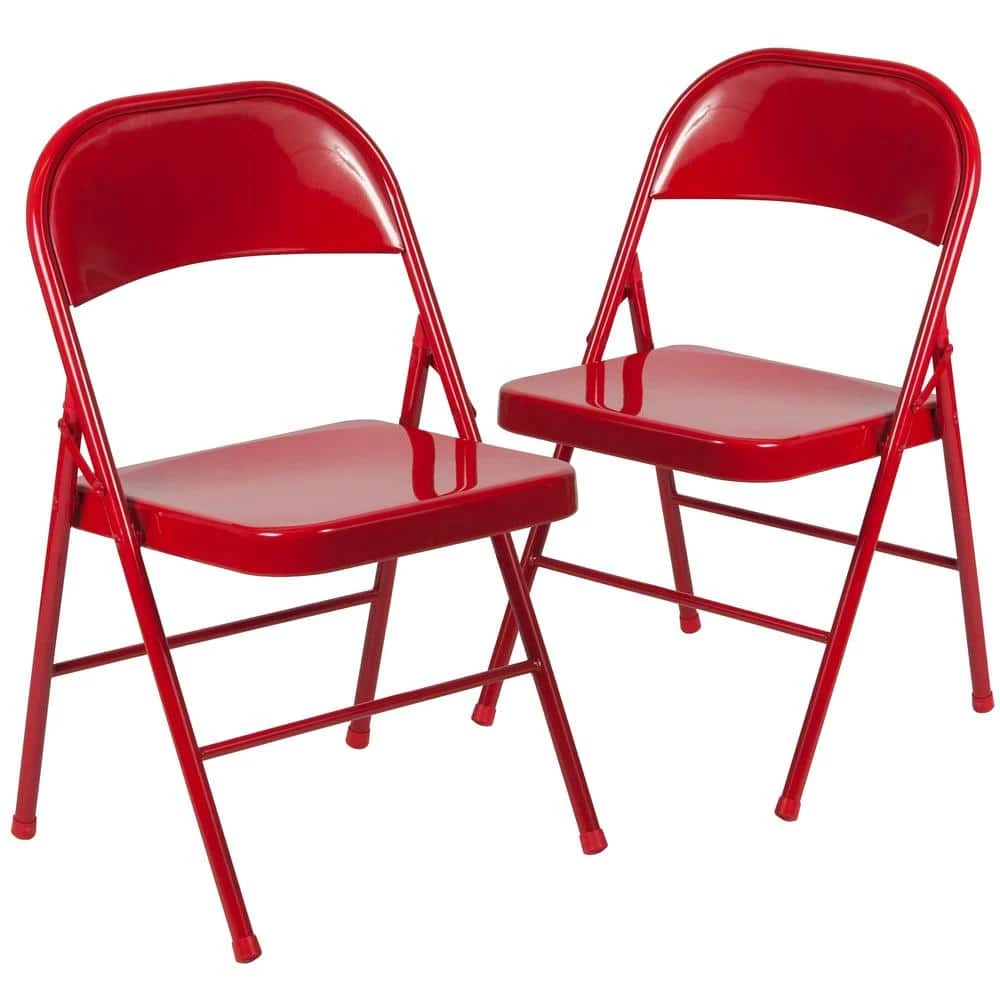 Red Metal Folding Chair (2-Pack) by Carnegy Avenue 3 Red Metal Folding Chair (2-Pack) by Carnegy Avenue