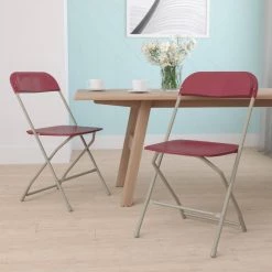 Red Plastic Seat with Metal Frame Folding Chair (Set of 2) by Carnegy Avenue -Carnegy Avenue Sales red carnegy avenue folding chairs cga le 274426 re hd 31 1000