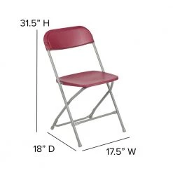Red Plastic Seat with Metal Frame Folding Chair (Set of 2) by Carnegy Avenue -Carnegy Avenue Sales red carnegy avenue folding chairs cga le 274426 re hd fa 1000
