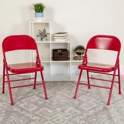Red Metal Folding Chair (2-Pack) by Carnegy Avenue -Carnegy Avenue Sales red carnegy avenue folding chairs cga rb 275033 re hd 76 1000