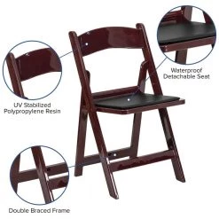 Red Mahogany Vinyl Seat with Resin Frame Folding Chair (Set of 2) by Carnegy Avenue -Carnegy Avenue Sales red mahogany carnegy avenue folding chairs cga le 274424 re hd 44 1000