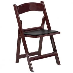 Red Mahogany Vinyl Seat with Resin Frame Folding Chair (Set of 2) by Carnegy Avenue