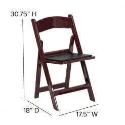 Red Mahogany Vinyl Seat with Resin Frame Folding Chair (Set of 2) by Carnegy Avenue -Carnegy Avenue Sales red mahogany carnegy avenue folding chairs cga le 274424 re hd fa 1000