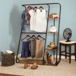Brown Wood Clothes Rack 17.32 in. W x 68 in. H by Honey-Can-Do -Carnegy Avenue Sales rustic honey can do clothes racks wrd 08156 31 1000