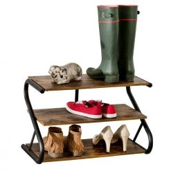 16 H 9-Pair 3-Tier Brown Wood Shoe Rack by Honey-Can-Do 10 16 H 9-Pair 3-Tier Brown Wood Shoe Rack by Honey-Can-Do -Carnegy Avenue Sales rustic honey can do shoe racks sho 08157 1f 1000