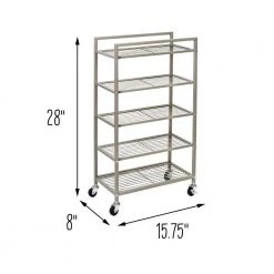 5-Tier Steel 4-Wheeled Bathroom Cart in Satin Nickel by Honey-Can-Do -Carnegy Avenue Sales satin nickel honey can do utility carts bth 09096 fa 1000