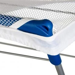17 in. W x 41.5 in. H Silver and Blue Steel 2-Tier Mesh Top Drying Rack by Honey-Can-Do -Carnegy Avenue Sales silver blue honey can do drying racks dry 09232 1f 1000