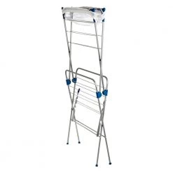 17 in. W x 41.5 in. H Silver and Blue Steel 2-Tier Mesh Top Drying Rack by Honey-Can-Do -Carnegy Avenue Sales silver blue honey can do drying racks dry 09232 4f 1000
