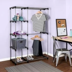 Silver Steel Clothes Rack 45.87 in. W x 67.72 in. H by Honey-Can-Do -Carnegy Avenue Sales silver honey can do clothes racks wrd 09305 44 1000