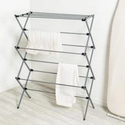 29 in. W x 42 in. H Silver Steel Oversized Collapsible Drying Rack by Honey-Can-Do -Carnegy Avenue Sales silver honey can do drying racks dry 09066 fa 1000