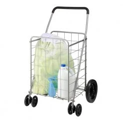 1-Compartment Steel 4-Wheeled Utility Cart in Silver by Honey-Can-Do