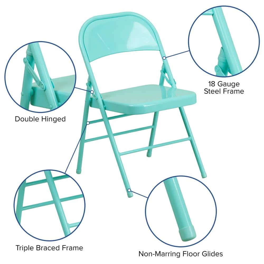 Tantalizing Teal Metal Folding Chair (2-Pack) by Carnegy Avenue 8 Tantalizing Teal Metal Folding Chair (2-Pack) by Carnegy Avenue - Image 6