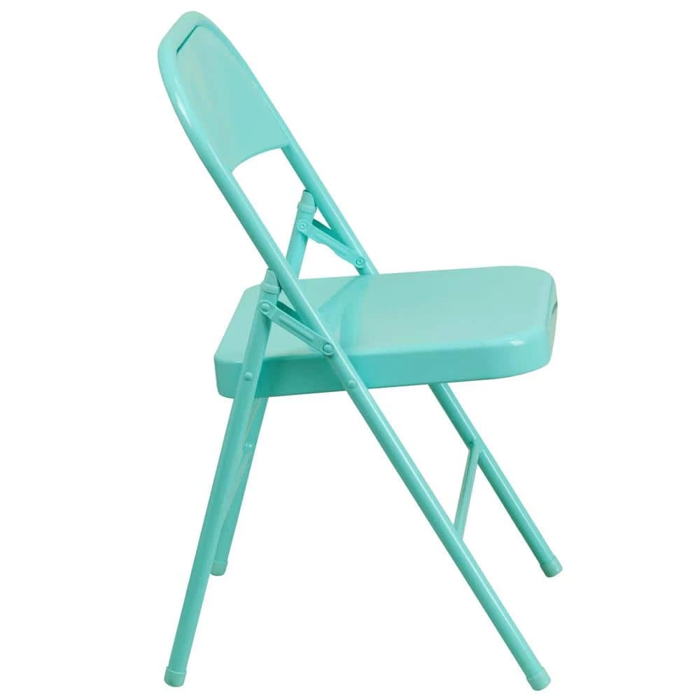 Tantalizing Teal Metal Folding Chair (2-Pack) by Carnegy Avenue 4 Tantalizing Teal Metal Folding Chair (2-Pack) by Carnegy Avenue - Image 2