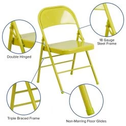 Twisted Citron Metal Folding Chair (2-Pack) by Carnegy Avenue -Carnegy Avenue Sales twisted citron carnegy avenue folding chairs cga rb 275027 tw hd 44 1000