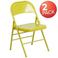 Twisted Citron Metal Folding Chair (2-Pack) by Carnegy Avenue -Carnegy Avenue Sales twisted citron carnegy avenue folding chairs cga rb 275027 tw hd c3 1000