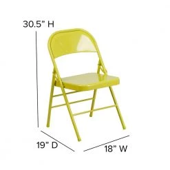 Twisted Citron Metal Folding Chair (2-Pack) by Carnegy Avenue -Carnegy Avenue Sales twisted citron carnegy avenue folding chairs cga rb 275027 tw hd fa 1000