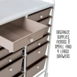 15.25 in. W x 31.75 in. H White/Beige Plastic and Steel 12-Drawer Cart with Side Pockets by Honey-Can-Do 15 15.25 in. W x 31.75 in. H White/Beige Plastic and Steel 12-Drawer Cart with Side Pockets by Honey-Can-Do -Carnegy Avenue Sales white beige honey can do storage drawers crt 09104 fa 1000