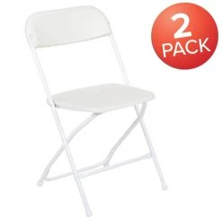 White Plastic Seat with Metal Frame Folding Chair (Set of 2) by Carnegy Avenue -Carnegy Avenue Sales white carnegy avenue folding chairs cga le 274401 wh hd c3 1000
