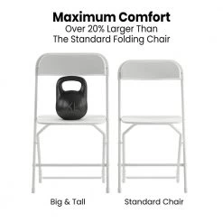 Big and Tall Commercial Folding Chair - Extra Wide 650 lb. Capacity - Durable Plastic - 4-Pack by Carnegy Avenue -Carnegy Avenue Sales white carnegy avenue folding chairs cga le 511813 wh hd 44 1000
