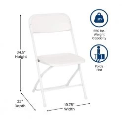 Big and Tall Commercial Folding Chair - Extra Wide 650 lb. Capacity - Durable Plastic - 4-Pack by Carnegy Avenue -Carnegy Avenue Sales white carnegy avenue folding chairs cga le 511813 wh hd fa 1000