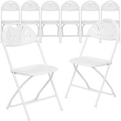 White Metal Folding Chair (Set of 8) by Carnegy Avenue