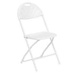 White Plastic Seat Metal Frame Outdoor Safe Folding Chair by Carnegy Avenue