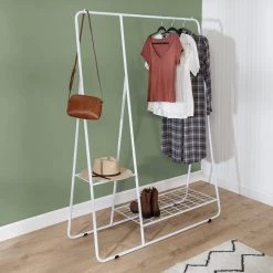 White Steel Clothes Rack with Shelves 40 in. W x 66.7 in. H by Honey-Can-Do -Carnegy Avenue Sales white honey can do clothes racks gar 09568 31 1000