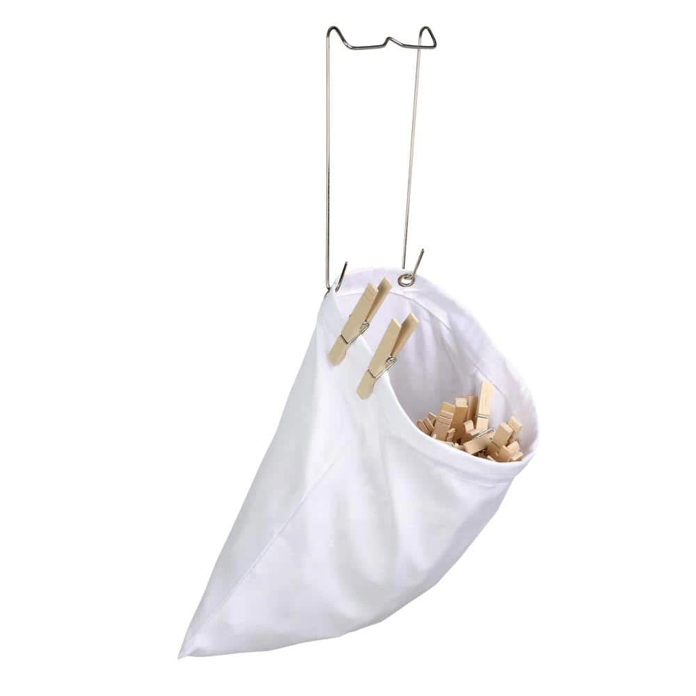 White Hanging Cotton Clothespin Bag by Honey-Can-Do 3 White Hanging Cotton Clothespin Bag by Honey-Can-Do