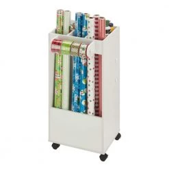 MDF Craft Rolling Storage Cart with Dowel Rods and 3 Compartments by Honey-Can-Do -Carnegy Avenue Sales white honey can do craft storage crt 09592 44 1000